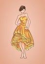 Fashion model in elegant dress. Vector illustration decorative design Royalty Free Stock Photo