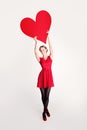 Fashion Model holding Big Red Heart Royalty Free Stock Photo