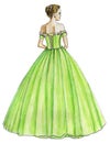 Fashion Model in a Long Neon Lime Green Fairytale Ballroom Gown