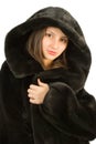 Fashion model in a mink coat.