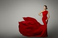 Fashion Model in Red Beauty Dress, Woman evening Gown Royalty Free Stock Photo