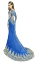 Fashion Model in a Royal Blue Evening Gown