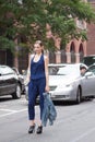 A Fashion model stopping traffic in New York city Royalty Free Stock Photo