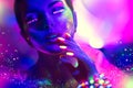 Fashion model woman in neon light Royalty Free Stock Photo