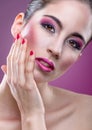 Fashion modell with beauty full pink makeup Royalty Free Stock Photo