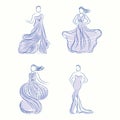 Fashion models in elegant dresses. Vector illustration decorative design Royalty Free Stock Photo