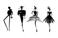 Fashion models sketch hand silhouette pop art Royalty Free Stock Photo