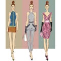 Fashion models in sketch style fall winter