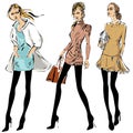 Fashion models in sketch style fall winter