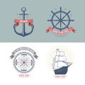 Fashion nautical and marine sailing themed label vector. Royalty Free Stock Photo