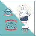 Fashion nautical and marine sailing themed label vector.