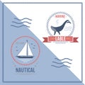 Fashion nautical and marine sailing themed label vector. Royalty Free Stock Photo