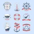 Fashion nautical and marine sailing themed label vector. Royalty Free Stock Photo