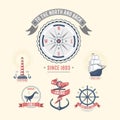 Fashion nautical and marine sailing themed label vector.