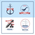 Fashion nautical and marine sailing themed label vector. Royalty Free Stock Photo