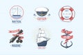 Fashion nautical and marine sailing themed label vector.