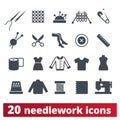 Fashion, Needlework, Sewing And Knitting Icons