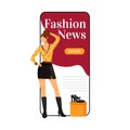 Fashion news cartoon smartphone vector app screen