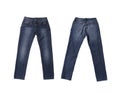 Fashion pants of wearable,Front and back jeans isolated on white
