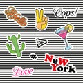 Fashion patch badges with different elements. Set of stickers, pins, patches and handwritten notes collection in cartoon Royalty Free Stock Photo