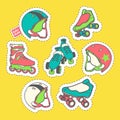 Fashion patch badges with element on the theme of roller skating