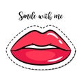 Fashion patch element pink lips