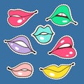 Fashion Patches of lips. Colorful set