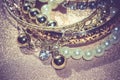 Fashion Pearl Bracelets Filtered Royalty Free Stock Photo