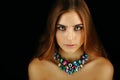 Fashion photo of beautiful lady wear elegant necklace