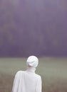 Fashion photo. Glamour girl in a white dress in the woods. Ease