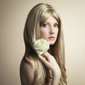 Fashion photo of a young woman with blond hair