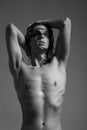 Fashion photography nude body young man model wet long hair Royalty Free Stock Photo