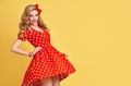 Fashion PinUp Girl in Red Polka Dots Dress.Vintage Royalty Free Stock Photo