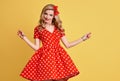 Fashion PinUp Girl in Red Polka Dots Dress.Vintage Royalty Free Stock Photo