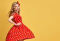 Fashion PinUp Girl in Red Polka Dots Dress.Vintage Royalty Free Stock Photo
