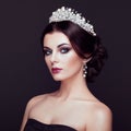 Fashion portrait of beautiful woman with tiara on head Royalty Free Stock Photo