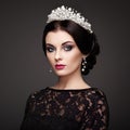 Fashion portrait of beautiful woman with tiara on head Royalty Free Stock Photo