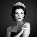 Fashion portrait of beautiful woman with tiara on head Royalty Free Stock Photo