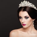 Fashion portrait of beautiful woman with tiara on head Royalty Free Stock Photo