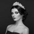 Fashion portrait of beautiful woman with tiara on head Royalty Free Stock Photo