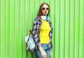 Fashion portrait pretty stylish young woman in trendy style Royalty Free Stock Photo