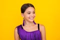 Fashion portrait of pretty teen girl. Latin or hispanic teenager child. Happy teenager, positive and smiling emotions. Royalty Free Stock Photo