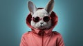 Fashion portrait of rabbit