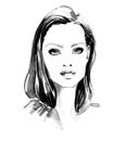 Fashion portrait of stylish woman. Black ink graphic. Fashion illustration. Elegance female portrait