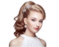 Fashion portrait of young beautiful woman with elegant hairstyle Royalty Free Stock Photo