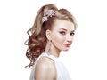 Fashion portrait of young beautiful woman with elegant hairstyle Royalty Free Stock Photo