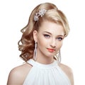 Fashion portrait of young beautiful woman with elegant hairstyle Royalty Free Stock Photo