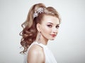 Fashion portrait of young beautiful woman with jewelry Royalty Free Stock Photo