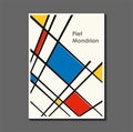 Fashion poster inspired by postmodern Piet Mondrian. Neoplasty, Bauhaus. Useful for interior design, background, poster Royalty Free Stock Photo