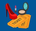 Fashion pret-a-porter show ticket booking flat isometric vector